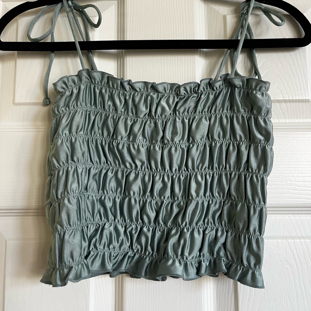 Turquoise ruched tank